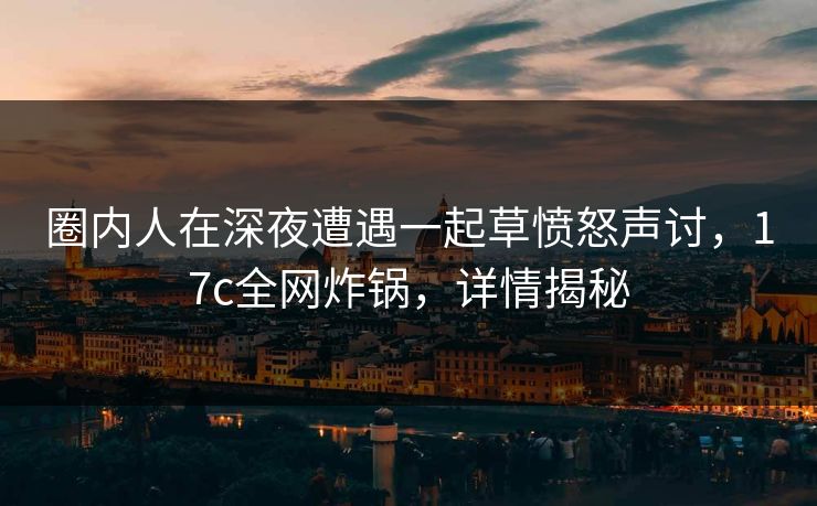 圈内人在深夜遭遇一起草愤怒声讨，17c全网炸锅，详情揭秘