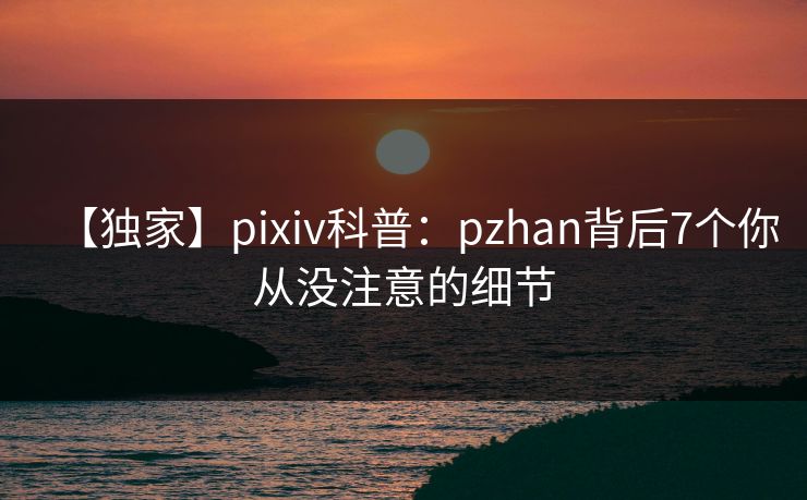 【独家】pixiv科普：pzhan背后7个你从没注意的细节