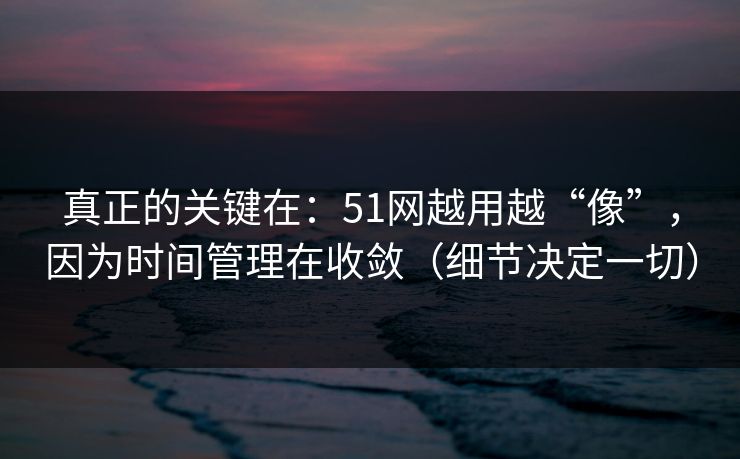 真正的关键在：51网越用越“像”，因为时间管理在收敛（细节决定一切）